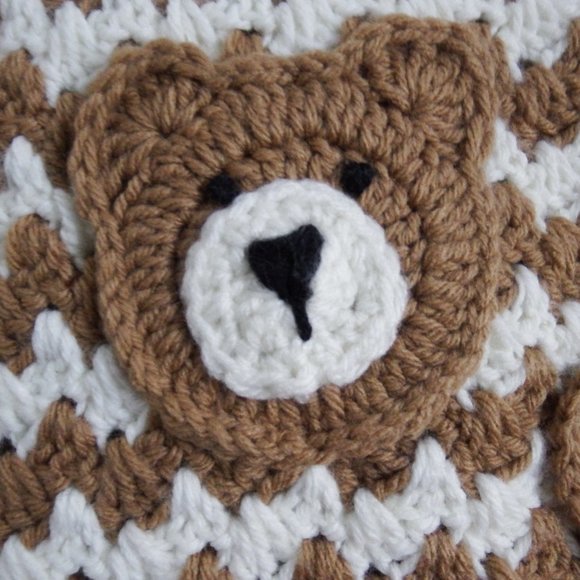 NEW Bears Baby Blanket Hand Crocheted - Picture 4 of 6